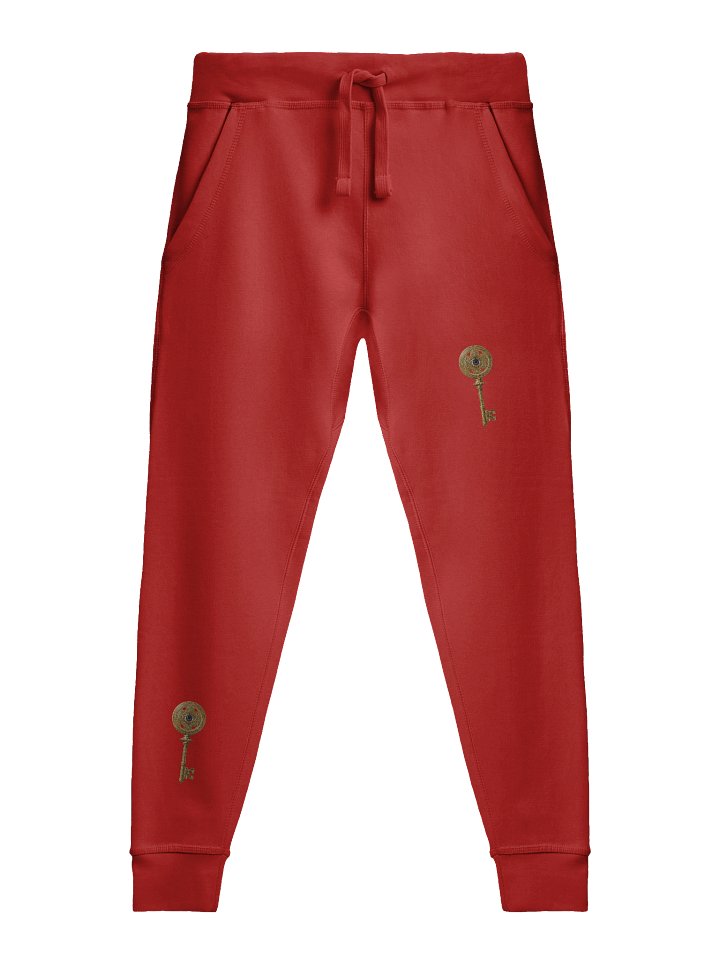 The Gatekeeper’s Key Fleece Joggers – Diagonal Dual Leg Print | Red | product image (1)