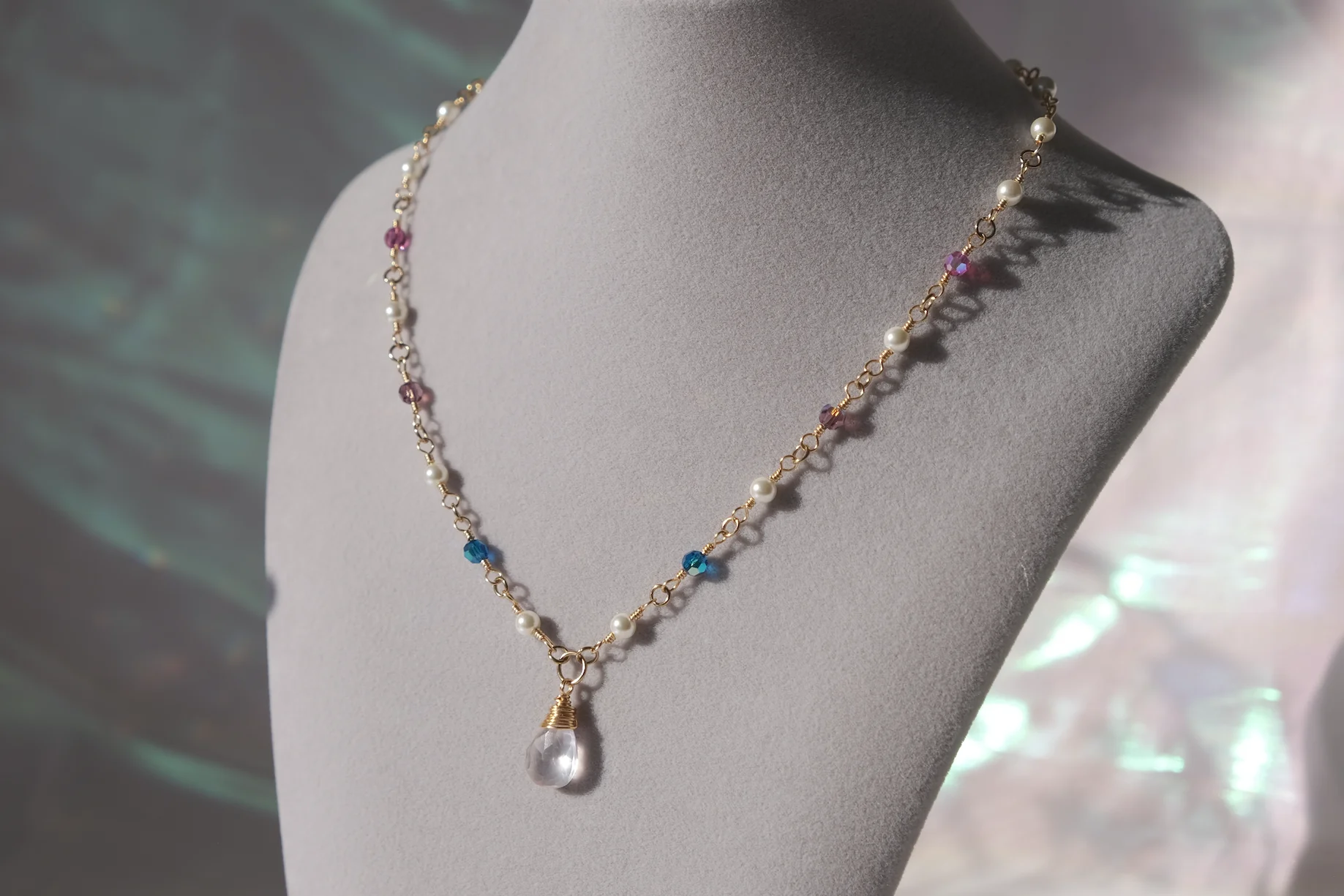 Bi pride - Rose quartz pendant necklace product image (3)