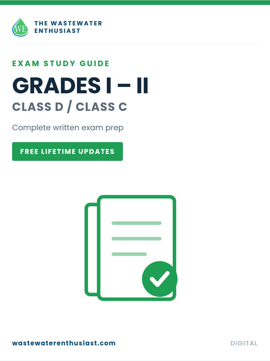 Grades I - II / Class C Wastewater Exam Prep Study Guide (Free Lifetime Updates) product image (1)