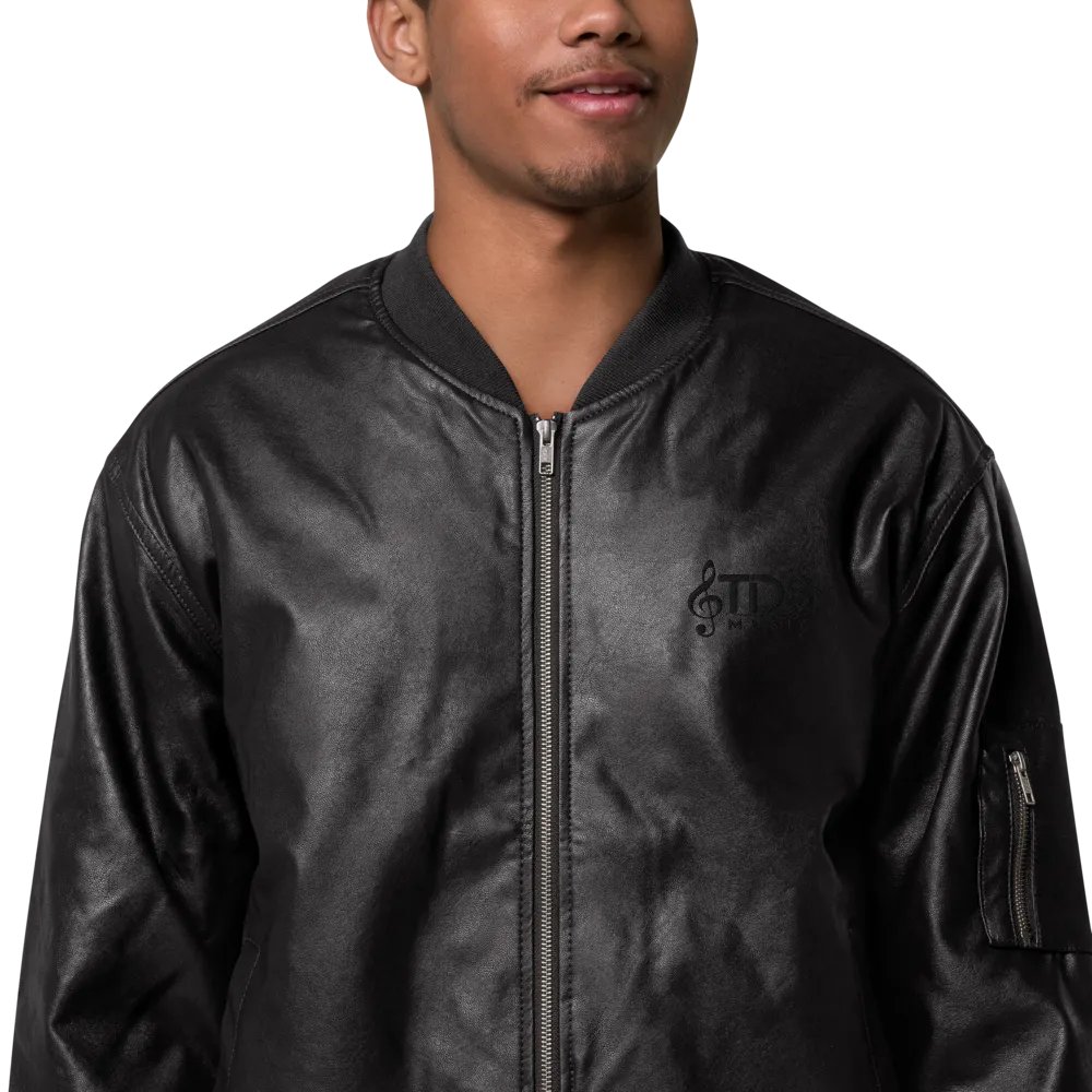 Premium Unisex Faux Leather Bomber Jacket by TDS Music – Available in Black and Brown product image (2)