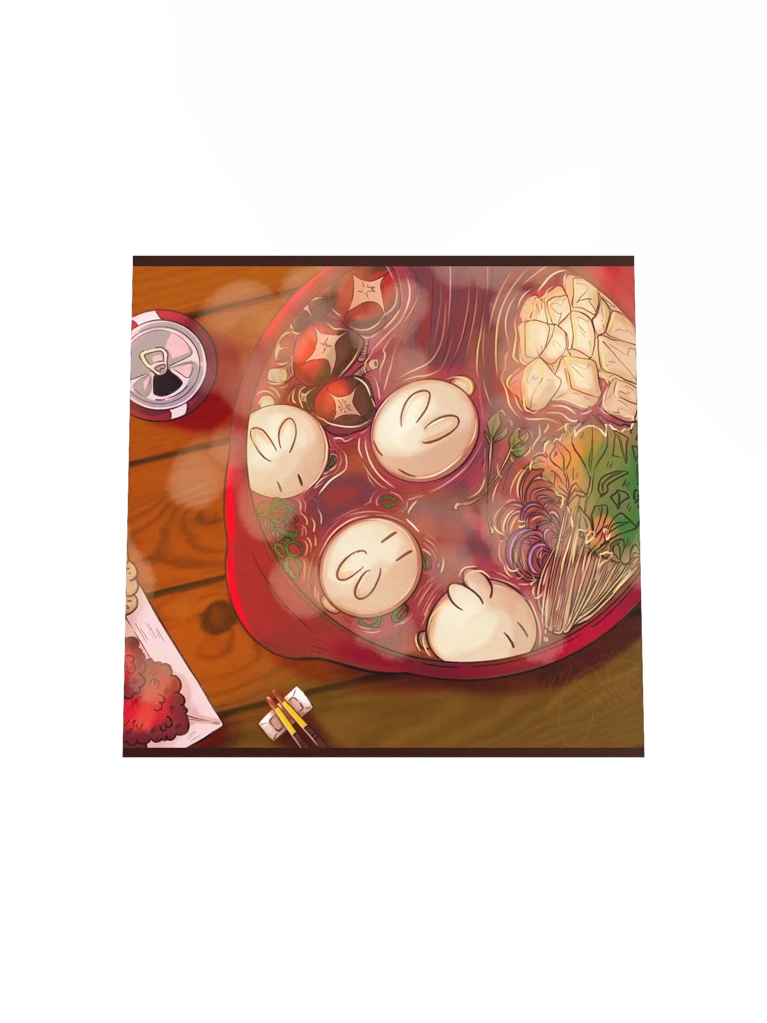 Hot Pot Dango Bunnys Square Print product image (4)