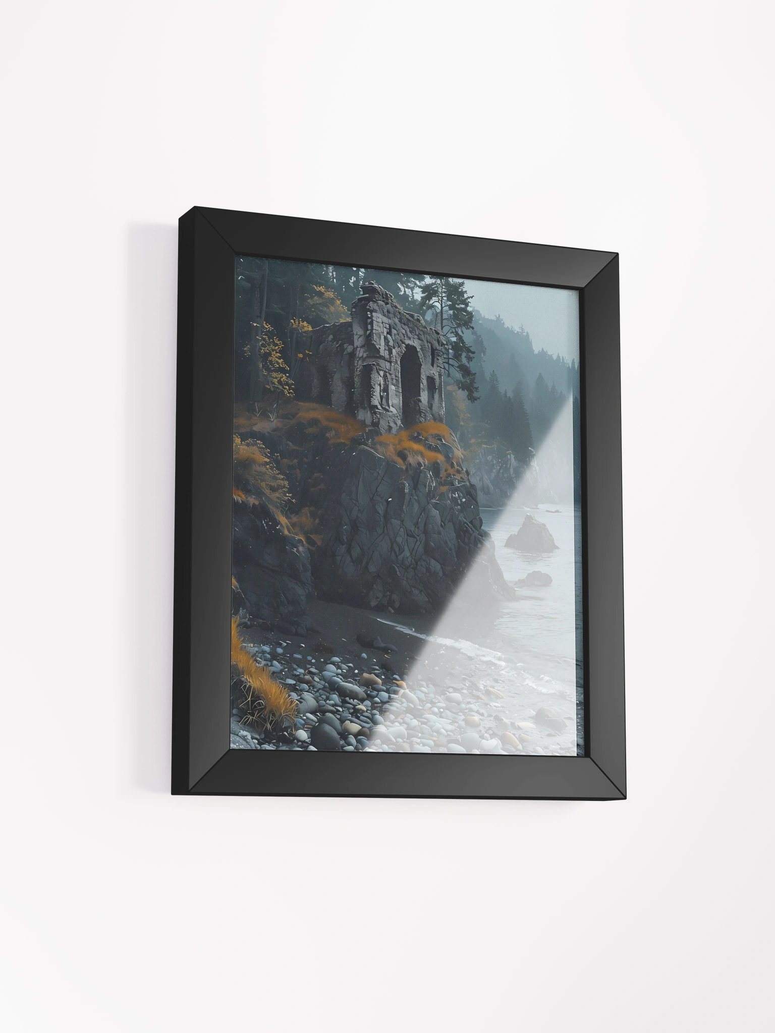 Misty Cliff Ruins Framed Art Poster product image (3)