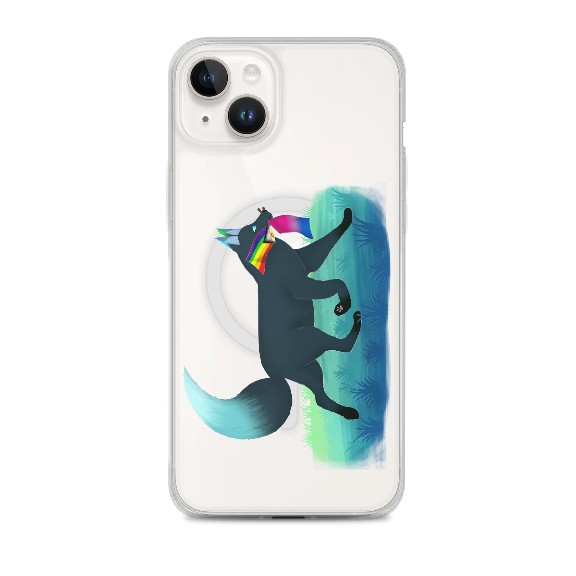 Both Flags - Fox Pride Trot iPhone® Clear MagSafe® Case product image (1)