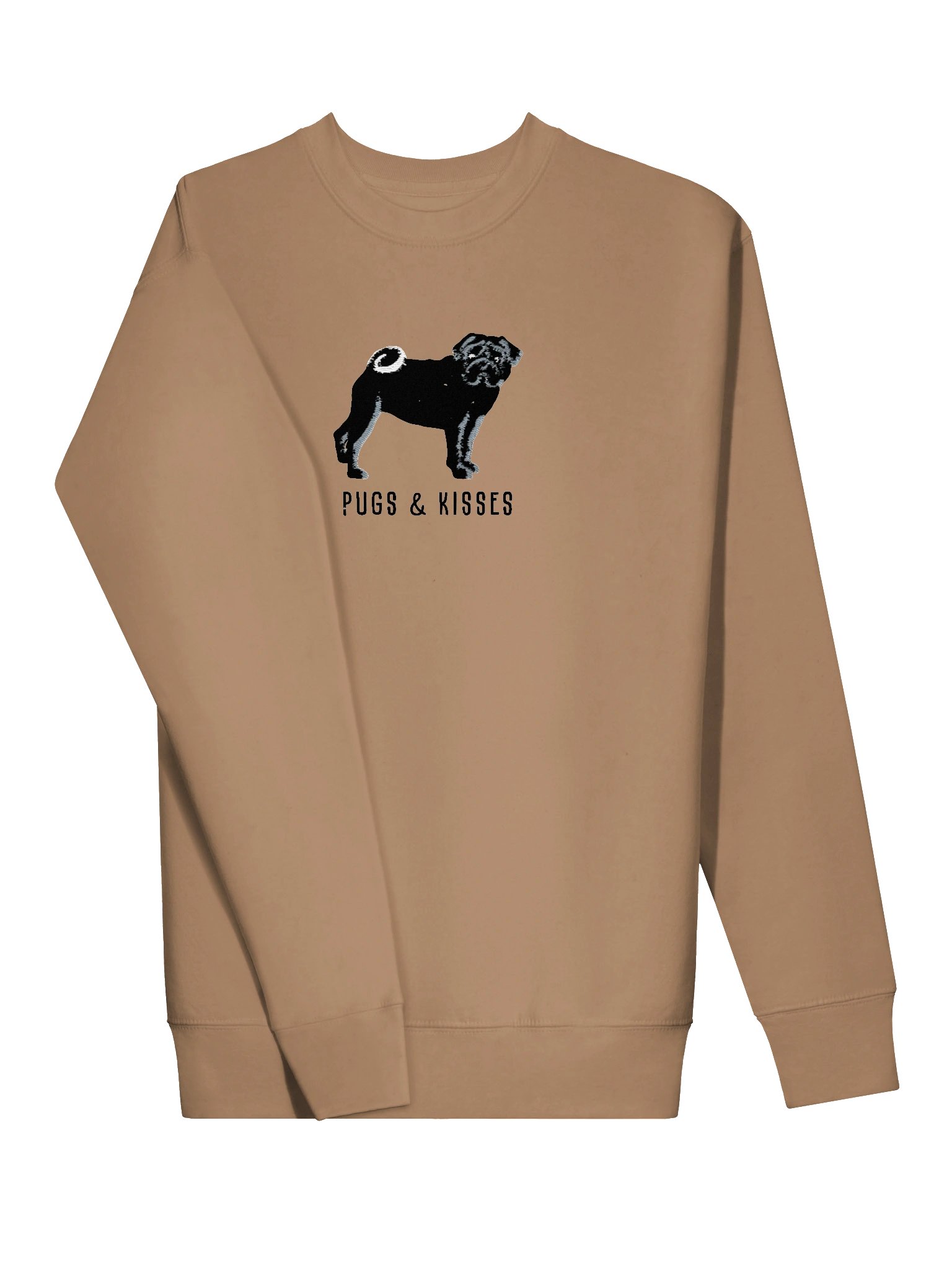 Pugs and Kisses Sweatshirt (Embroidered) of a Pug(Black) product image (3)