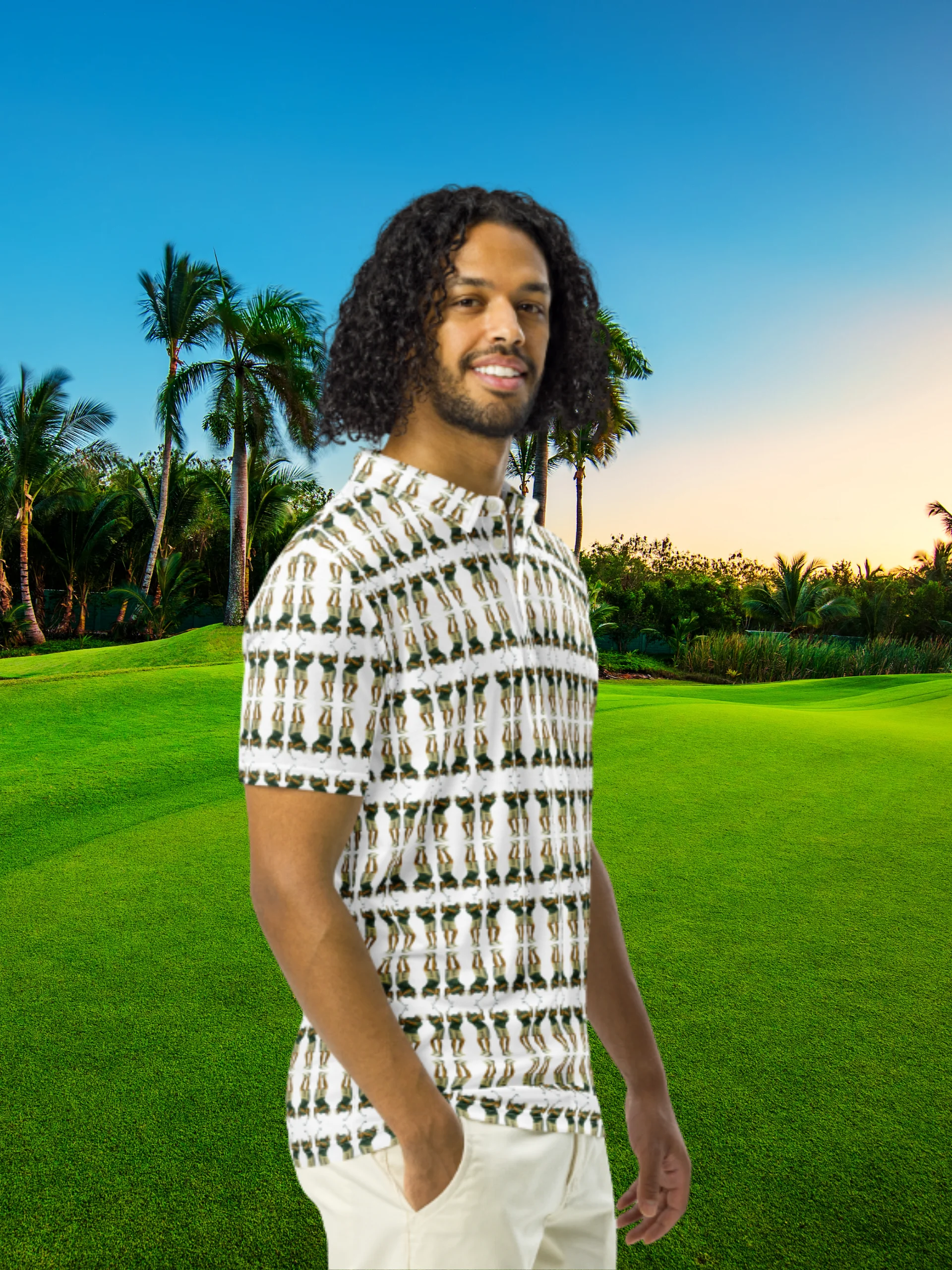 Abstract Pro Swing: Geometrischer Golf-Allover Men's Polo product image (1)