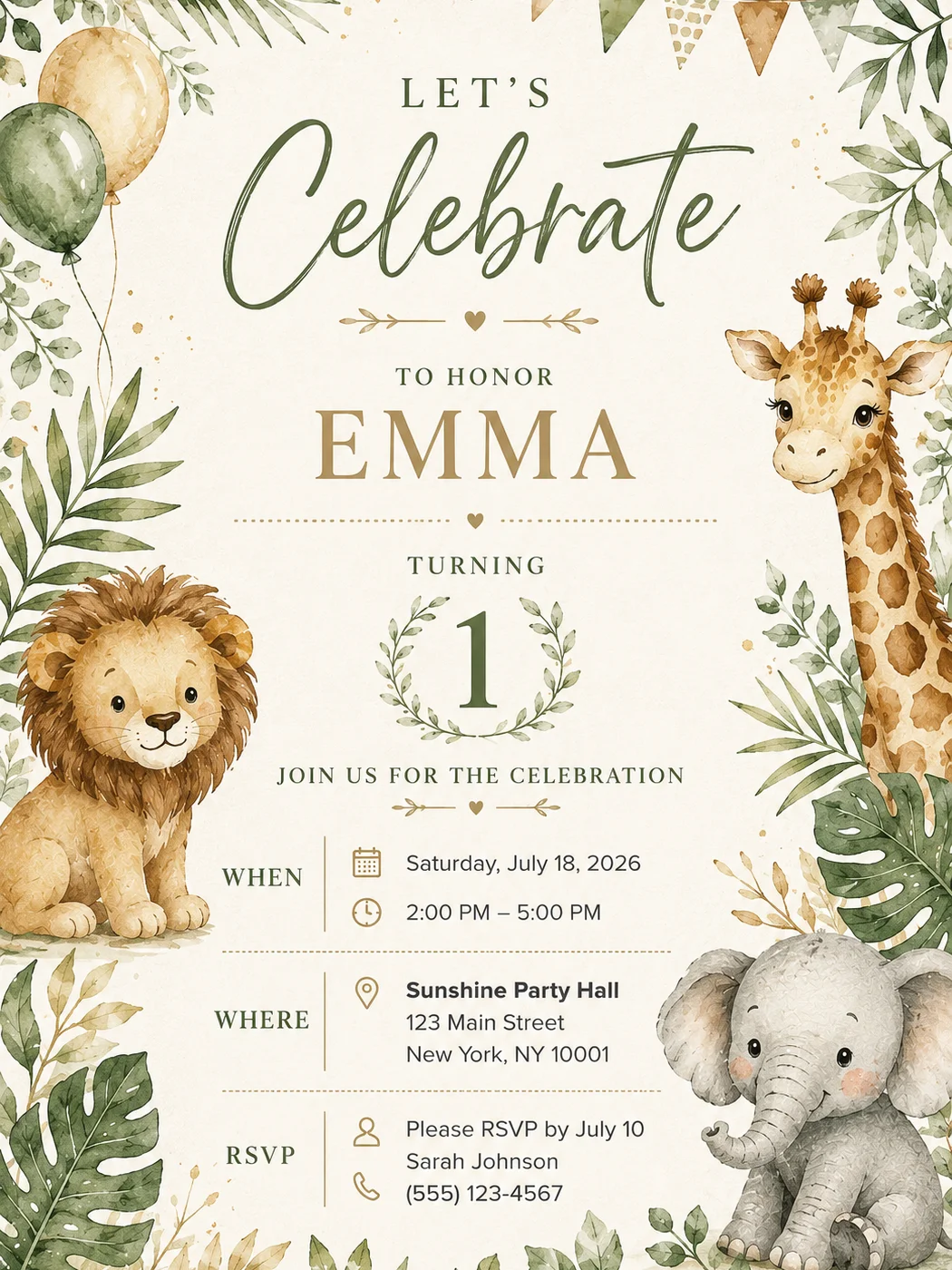 Safari Birthday Invitation Template product image (3)