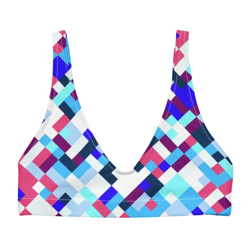 Colorful Mosaic Pattern Design Padded Bikini Top - v1 product image (3)