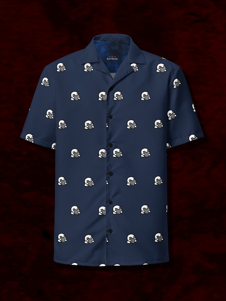 Navy Blue Heart Dot Hawaiian Shirt product image (1)