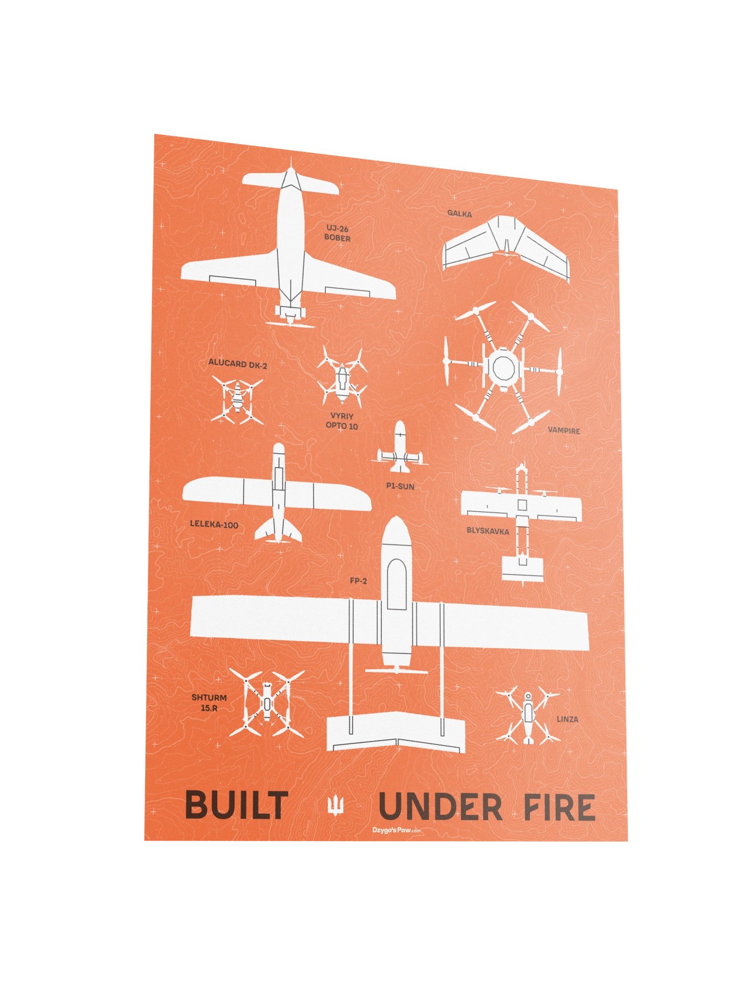 Dzyga's Paw Built Under Fire Poster (12"x16" | Orange) product image (3)
