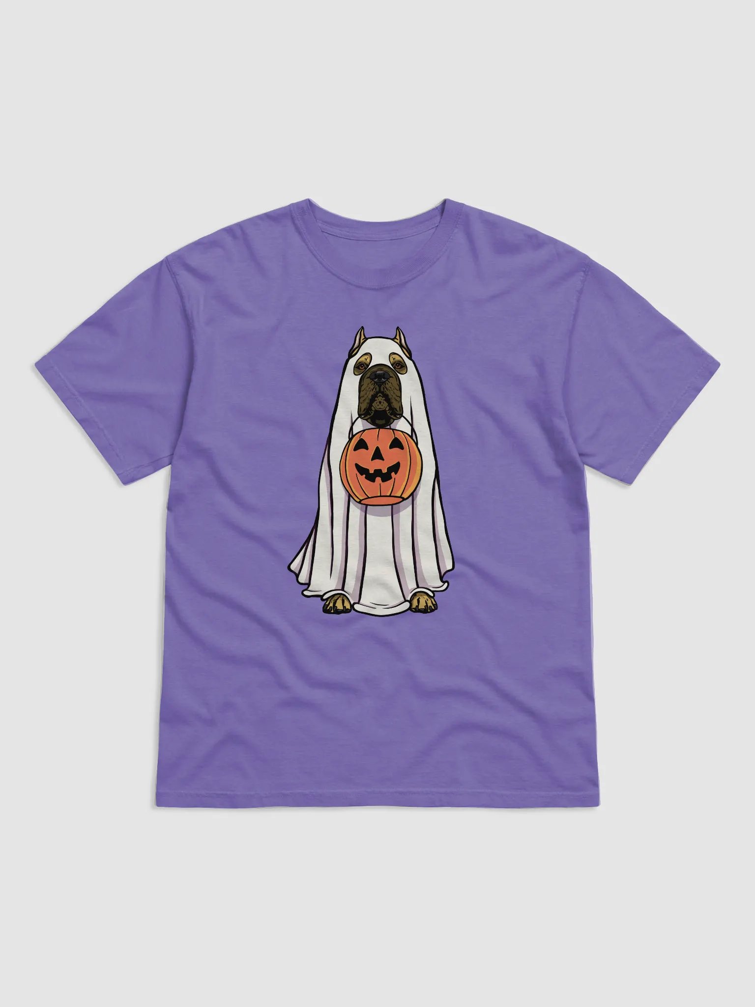 Funny Halloween Cane Corso T-Shirt | Funny Cane Corso Wearing a Ghost Costume and Holding a Pumpkin Basket product image (1)