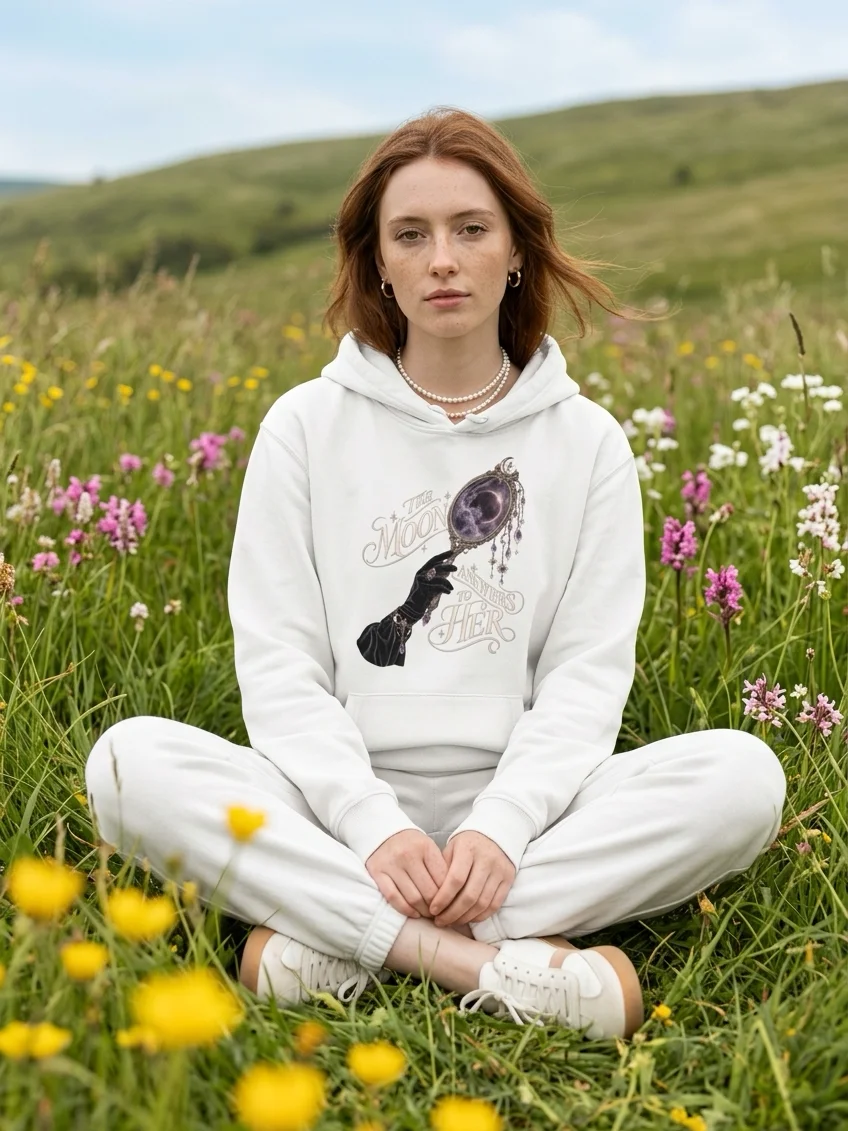 Lunar Ritual Hoodie — The Moon Answers to Her | by Fethria product image (6)