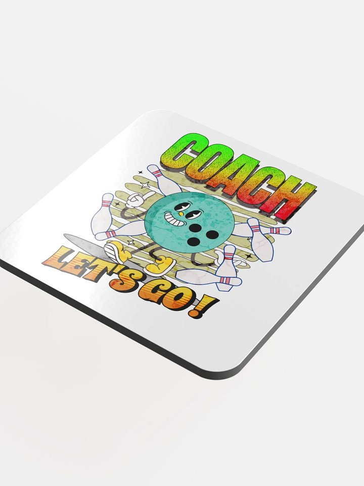 Retro Mascot Coach Bowling Excited Cork Coaster product image (1)