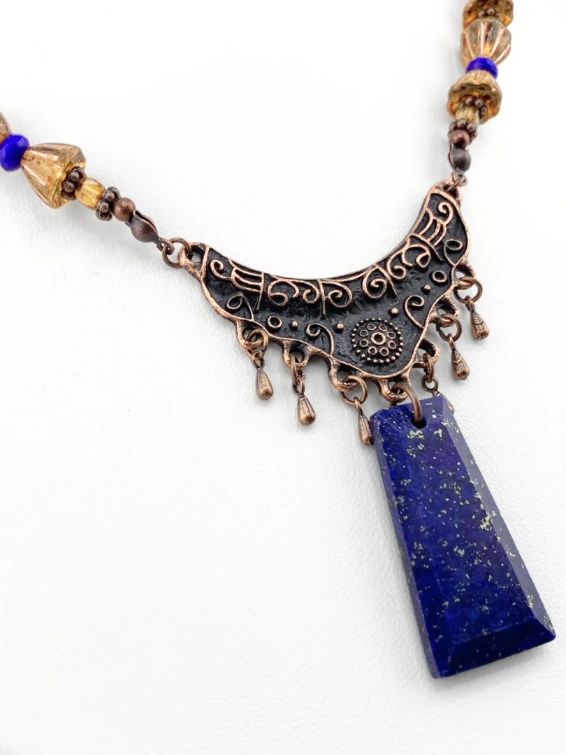 Lapis Pendant Necklace Set with Blue Gold and Copper product image (2)