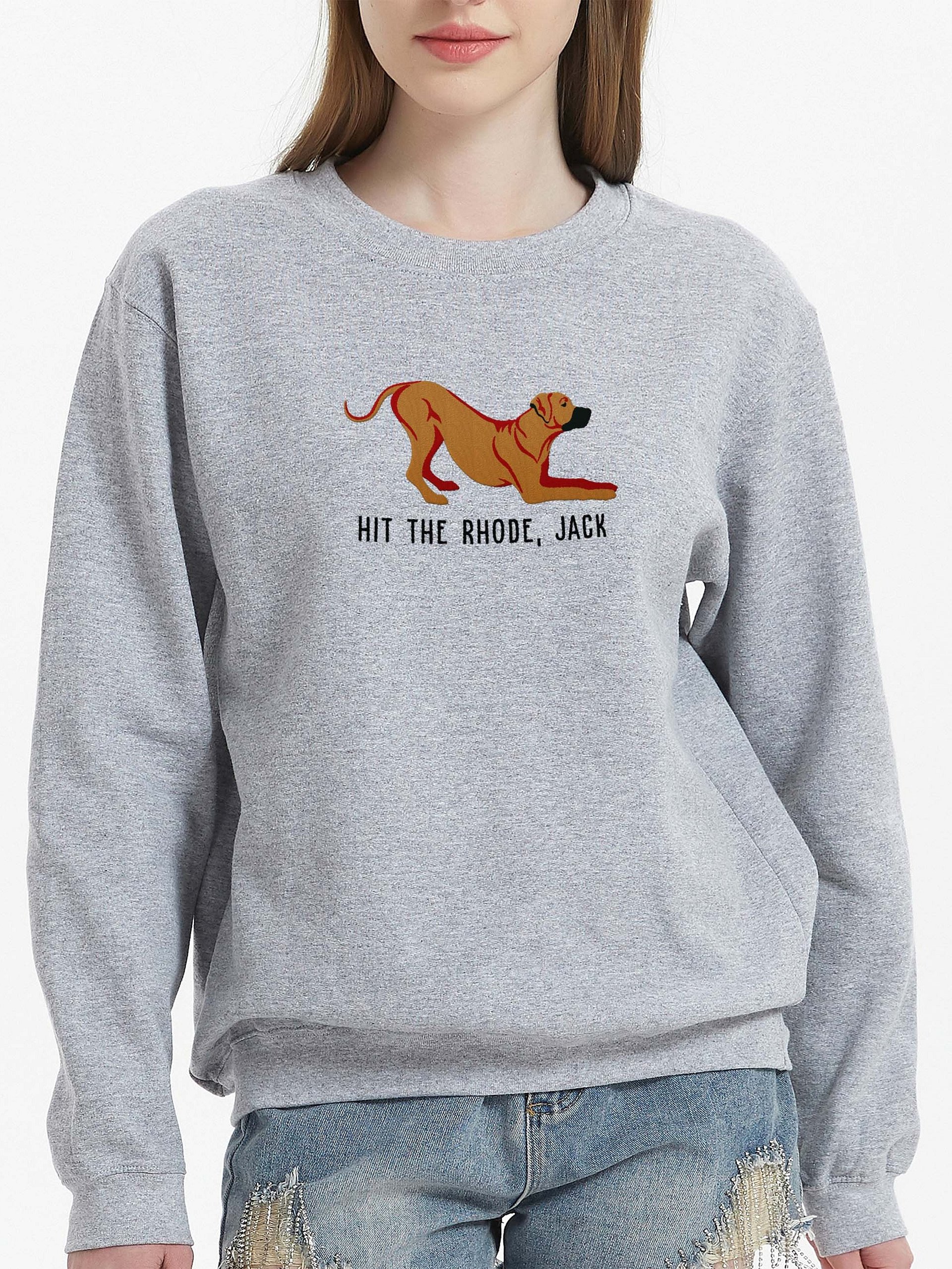 Hit the Rhode, Jack Sweatshirt (Embroidered) of a Rhodesian Ridgeback(Tan) product image (2)