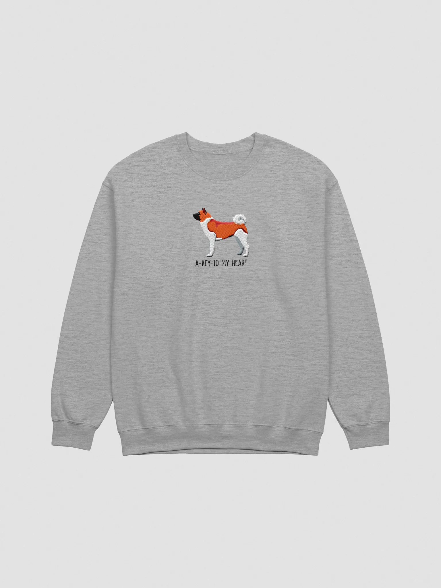 A-Key-To My Heart Sweatshirt (Embroidered) of an American Akita(Red) product image (3)