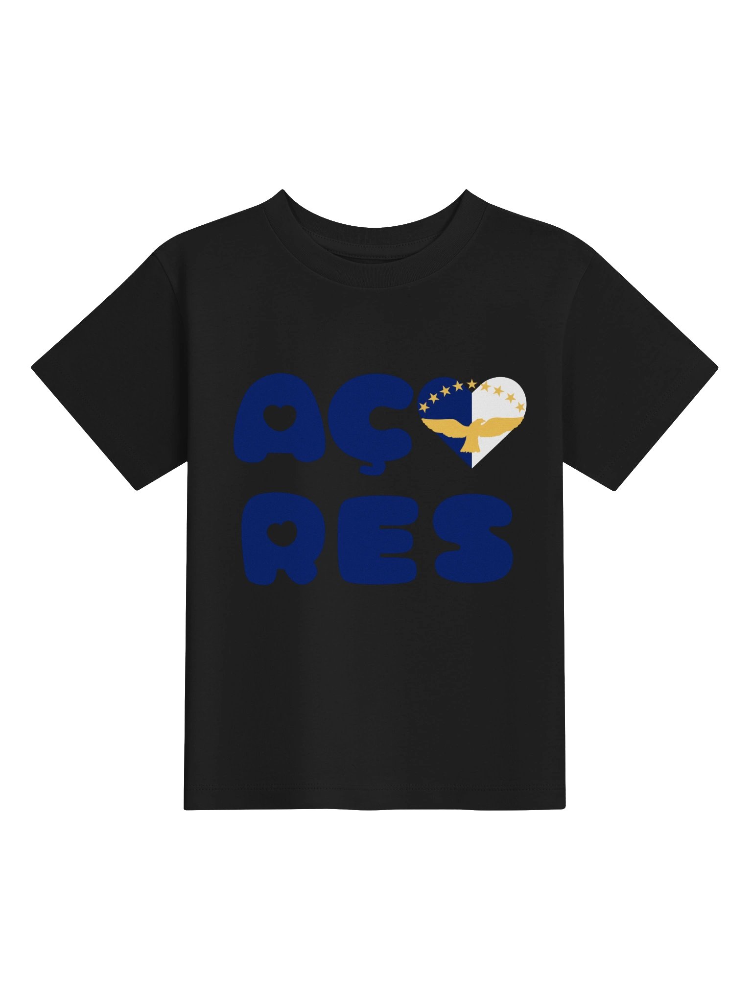 azores hearts (blue text) toddler tee product image (1)