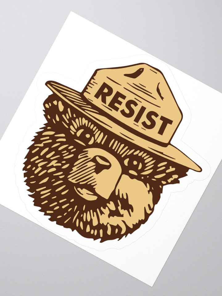 Smokey RESIST BEAR V2 Sticker - 3 SIZES! Alt National Parks Kiss Cut Vinyl Decal product image (2)