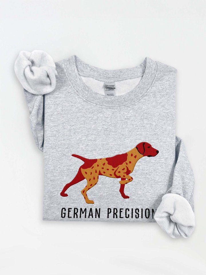 German Precision Sweatshirt (Embroidered) of a German Shorthaired Pointer(Liver Roan) product image (1)