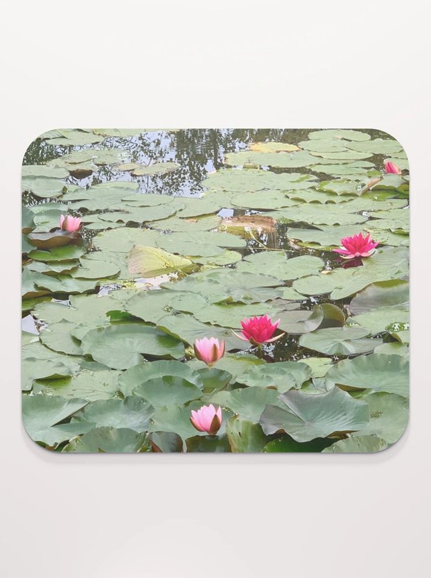 Pink Water Lilies in a Pond Tranquility Mouse Pad product image (1)