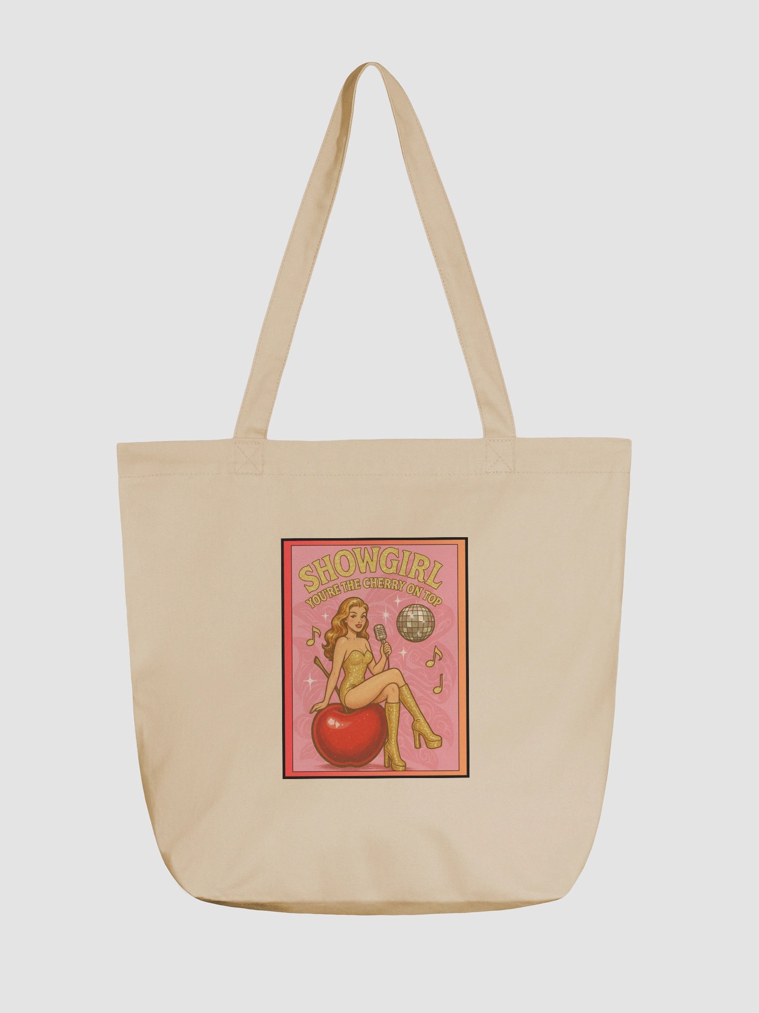 Cream "SHOWGIRL YOU’RE THE CHERRY ON TOP" Organic Tote Bag product image (1)
