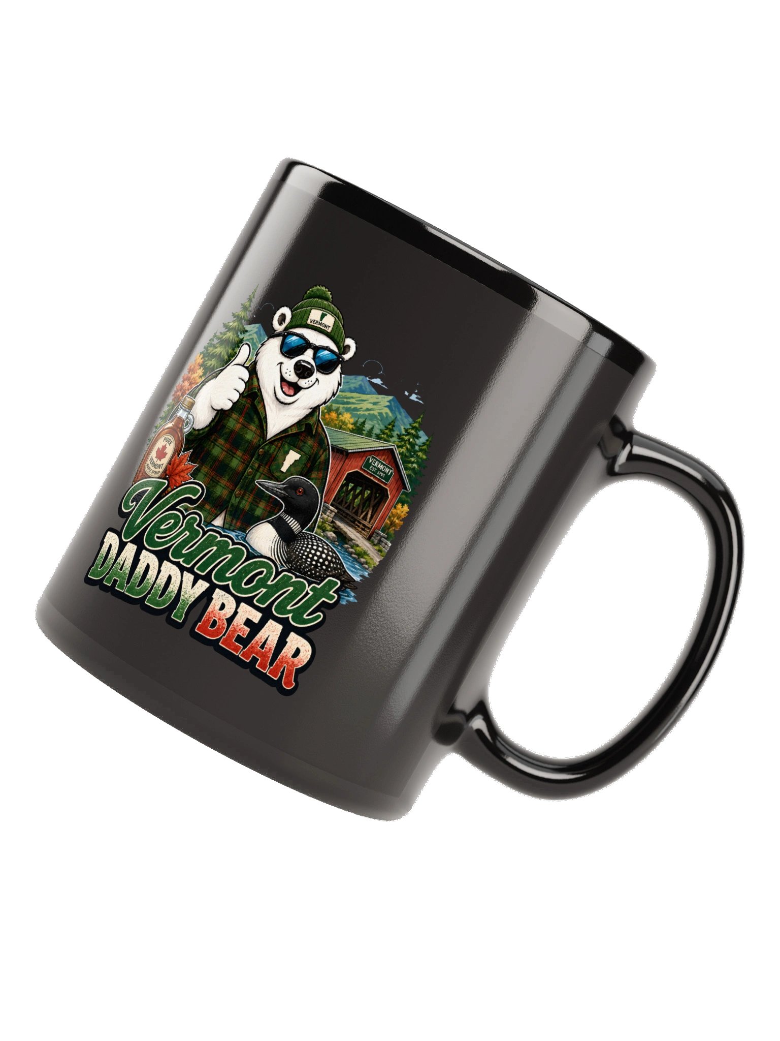 Vermont Daddy Bear Retro Polar Bear Covered Bridge Design product image (11)