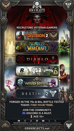 The GenXrejects Gaming Community is recruiting. we're calling all Gen-X Gamers home. if you're sick of running solo and you'r...