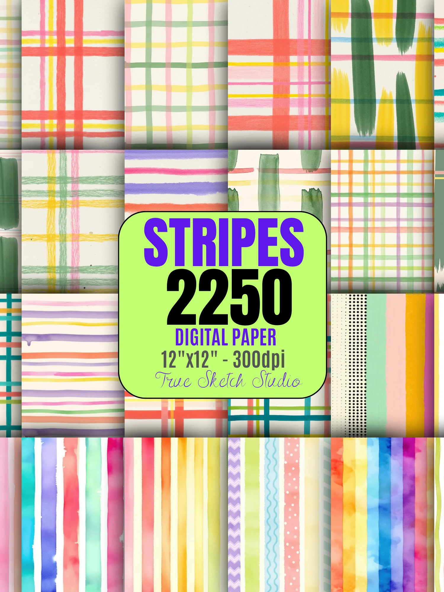Striped Digital Paper Bundle, 2250 Stripe Patterns product image (1)