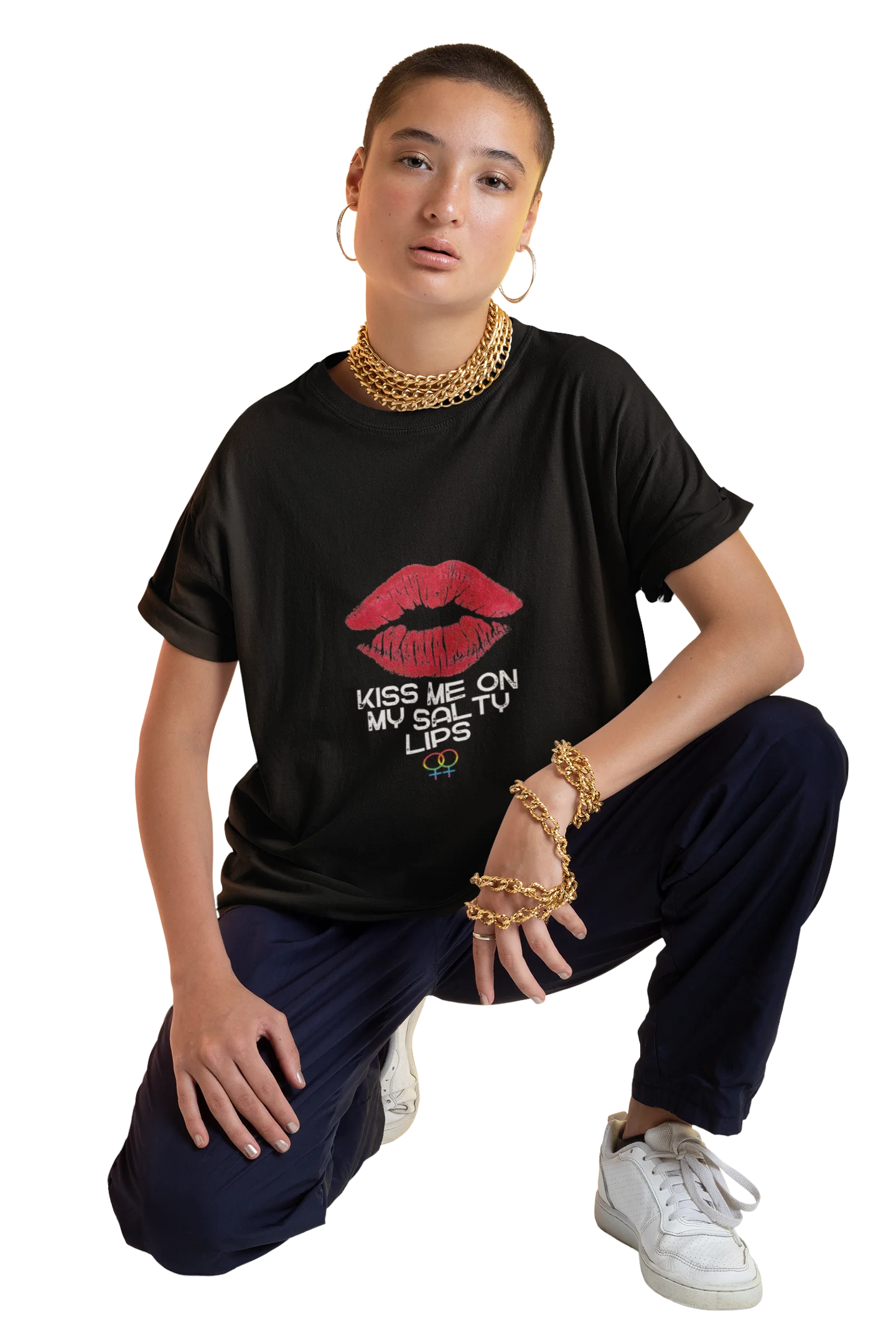 LGBTQ+ T-Shirt - Kiss Me On My Salty Lips (dark) product image (1)