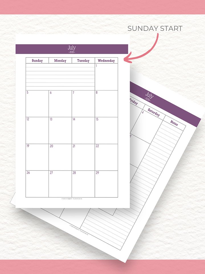 Understated Rainbow - 26/27 Calendar - 2 Pages per Month - Half Letter Size product image (2)