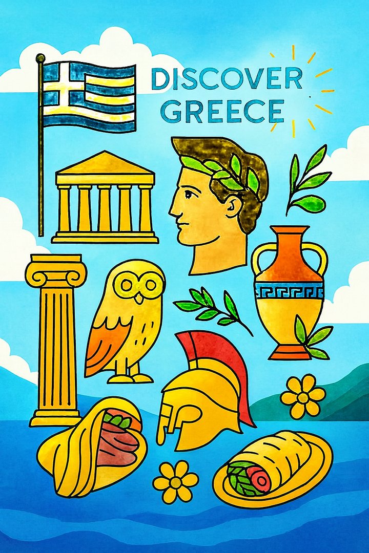 Free “Discover Greece” Poster – European Wall Art Printable (A4 & US Letter PDF) product image (1)