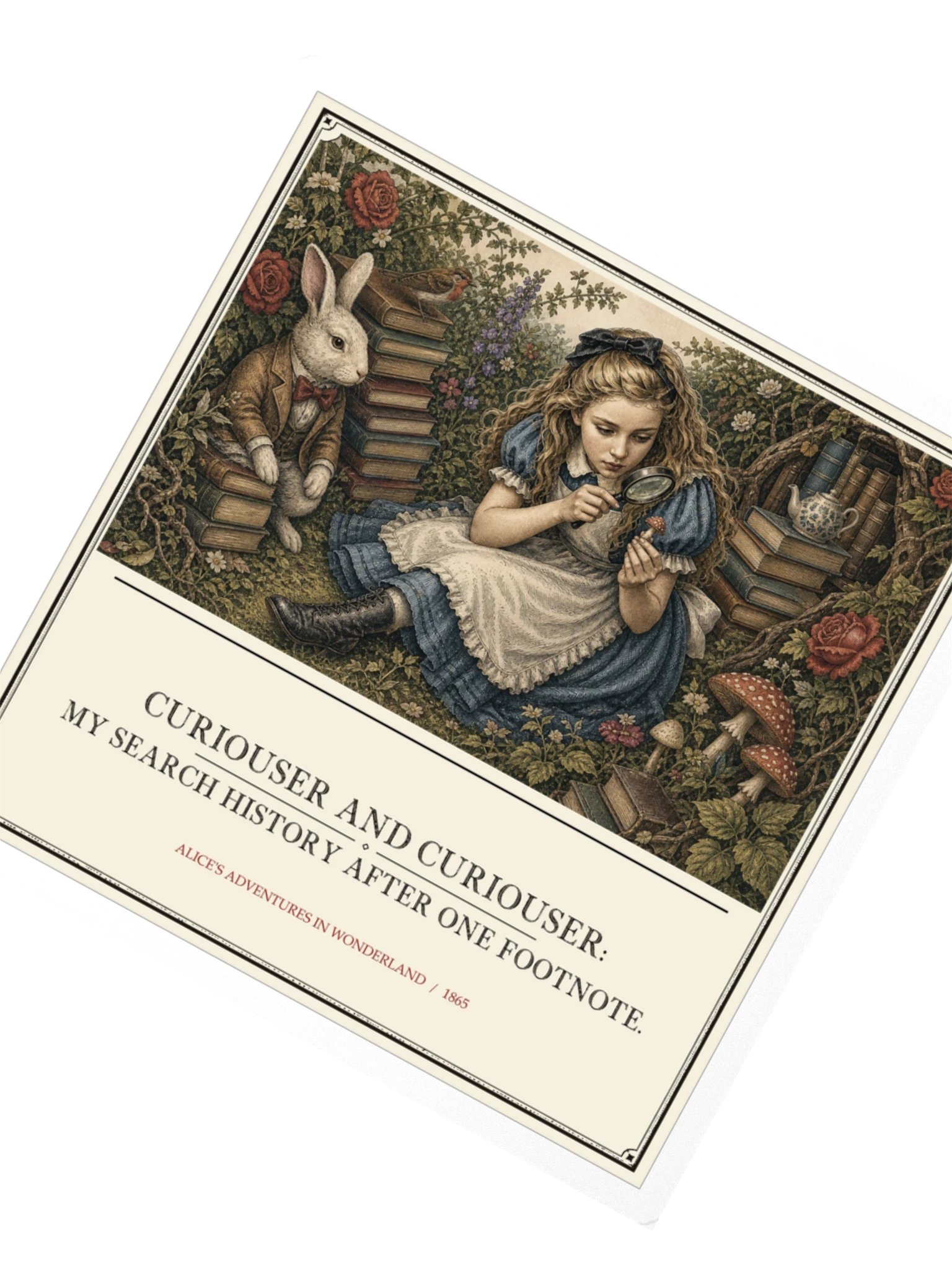 Curiouser Curiouser Search History After One Footnote -- Alices Adventures in Wonderland Sticker product image (2)