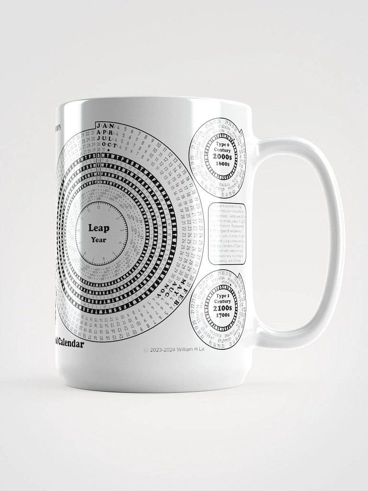Spiriform Perpetual Calendar 15oz White Ceramic Mug product image (1)