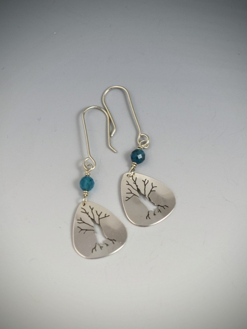 Tree Earrings in Sterling Silver with Apatite product image (2)