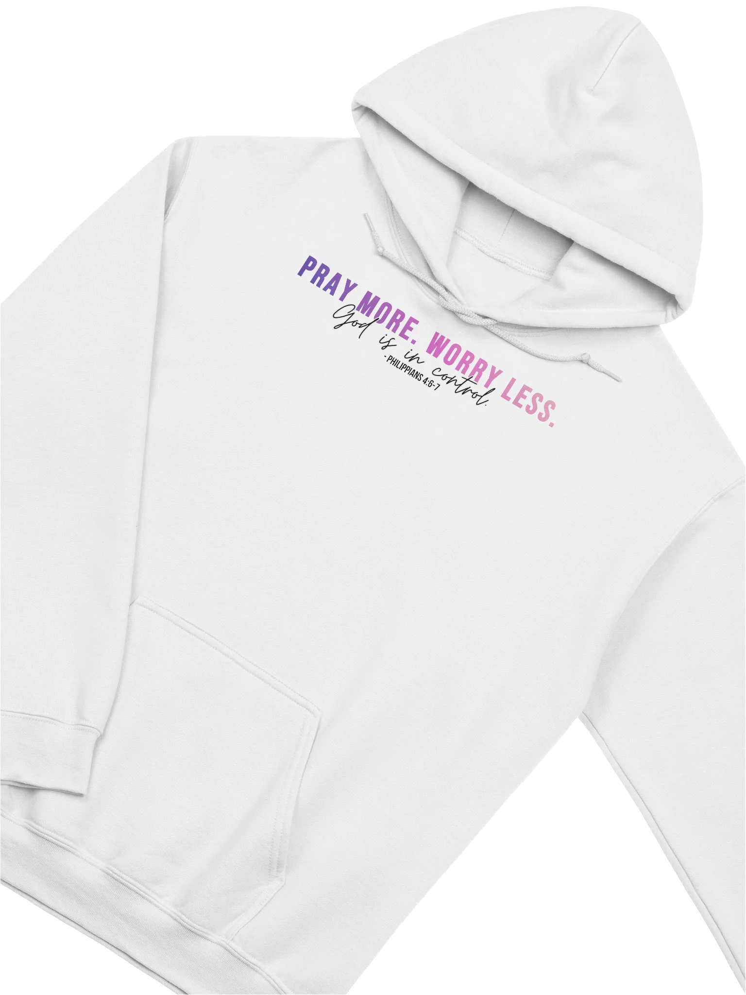 Pray More Worry Less 1.0 Hoodie - Unisex - Pink Gradient Text - Light Colors product image (4)