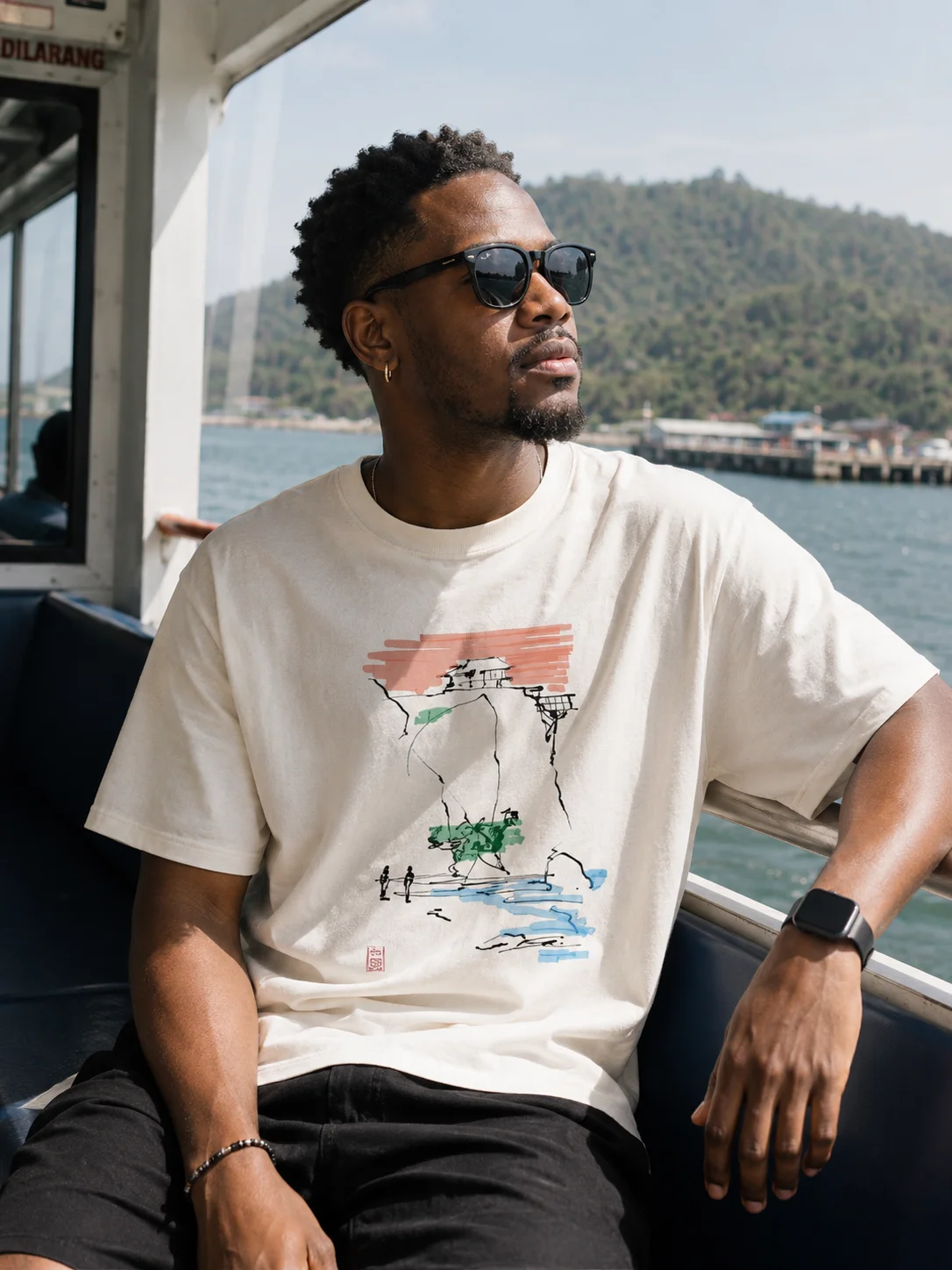 Bali in Lines | Abstract Travel Sketch Tee product image (1)