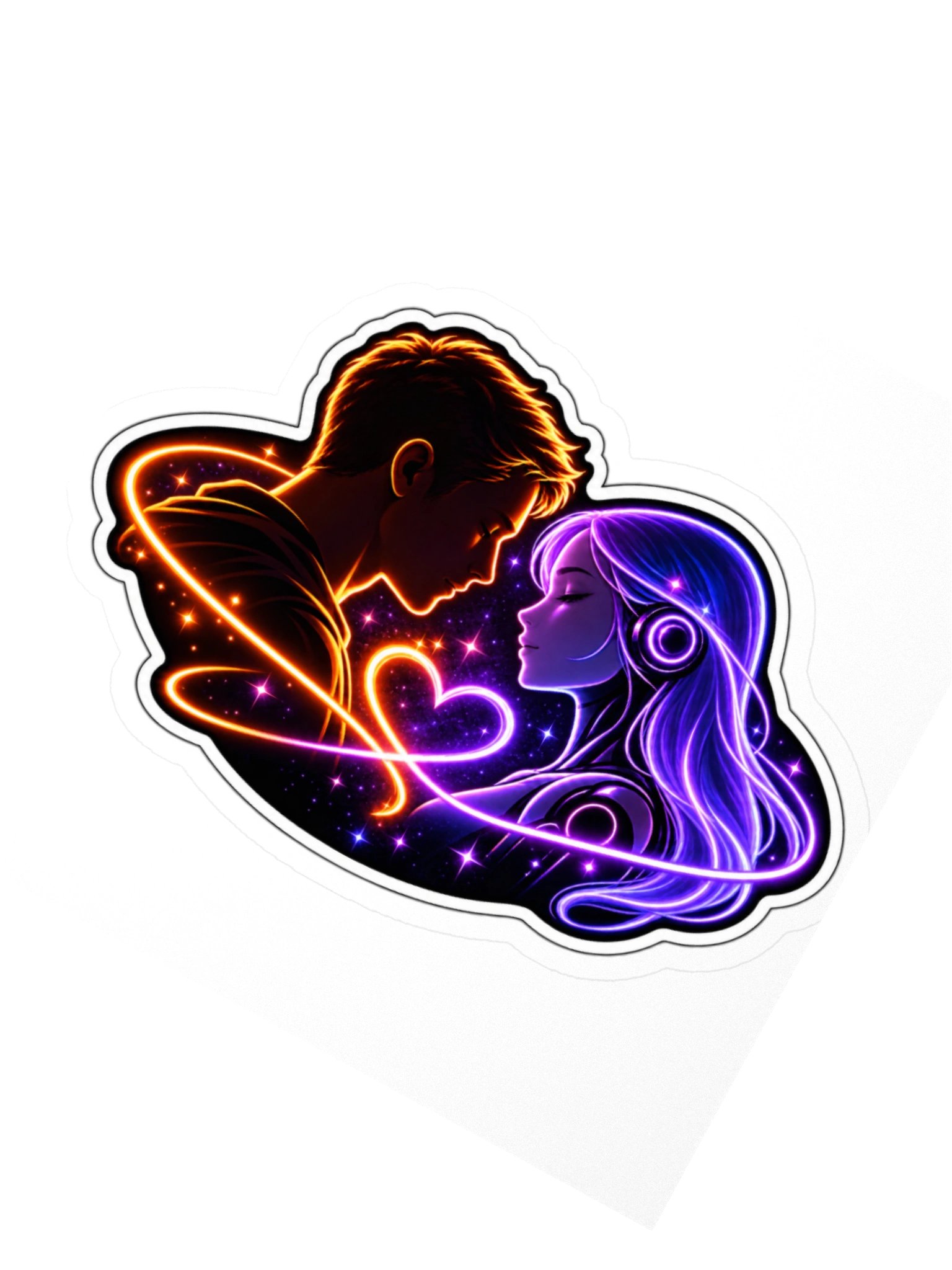 Human + AI Connection Sticker — Man + Female AI product image (2)