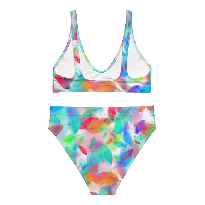 Colorful Feather Pattern Design High Waisted Bikini - v2 product image (1)