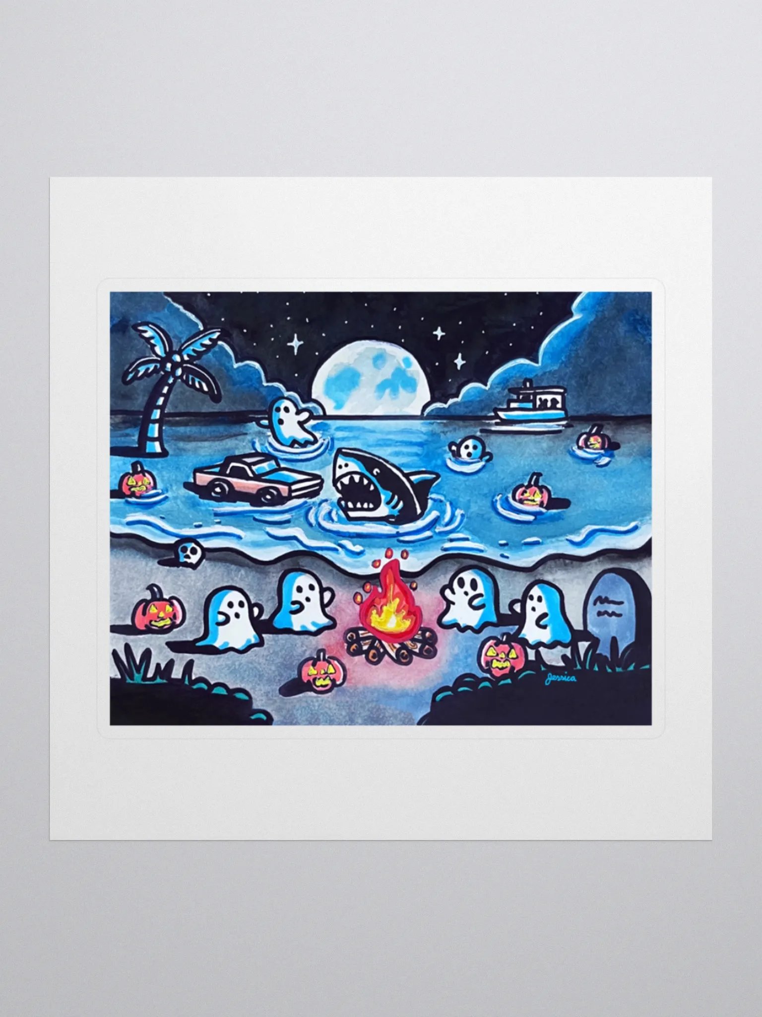 Cozy Seashore Bonfire Sticker product image (1)