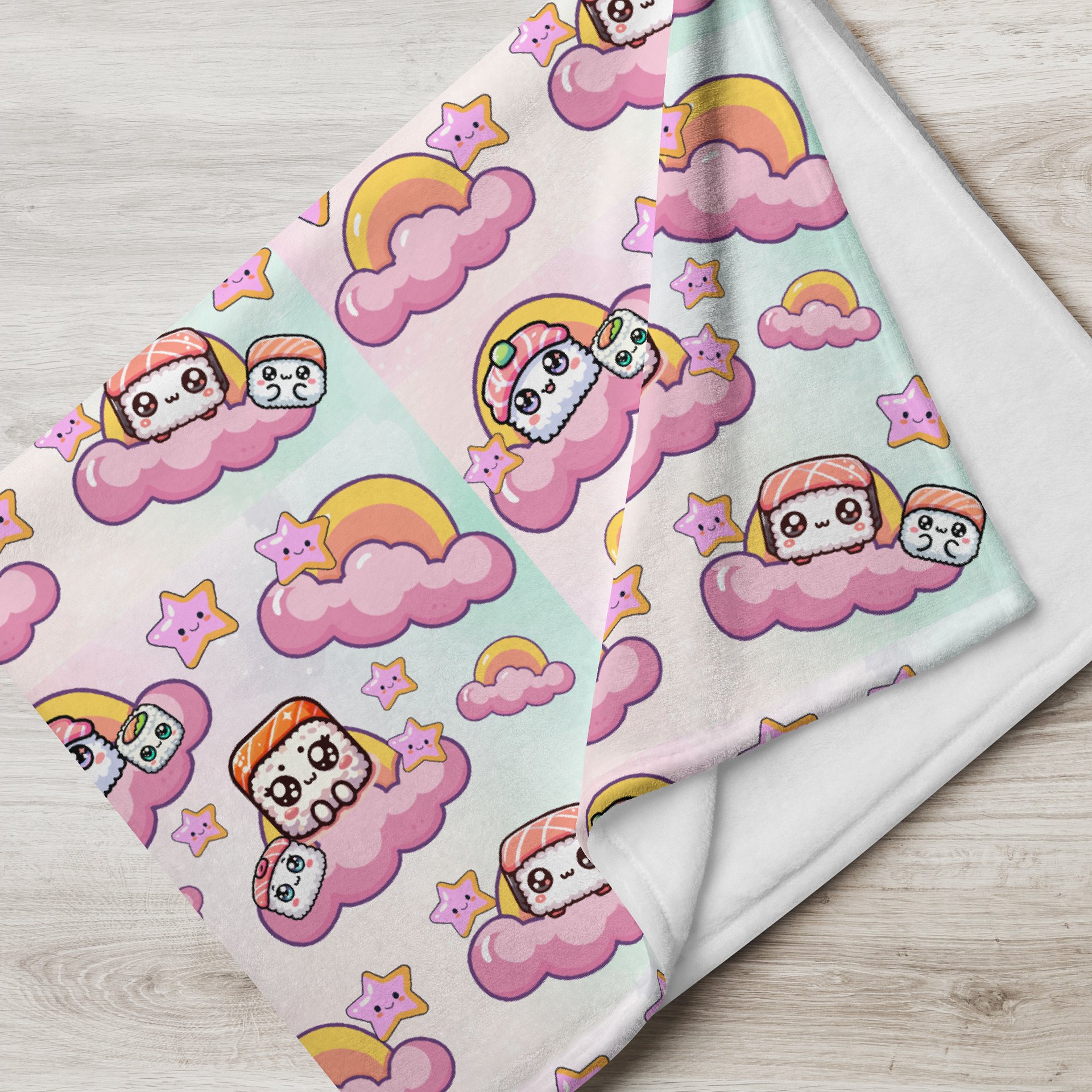 Sushi Stars and Clouds Throw Blanket product image (3)