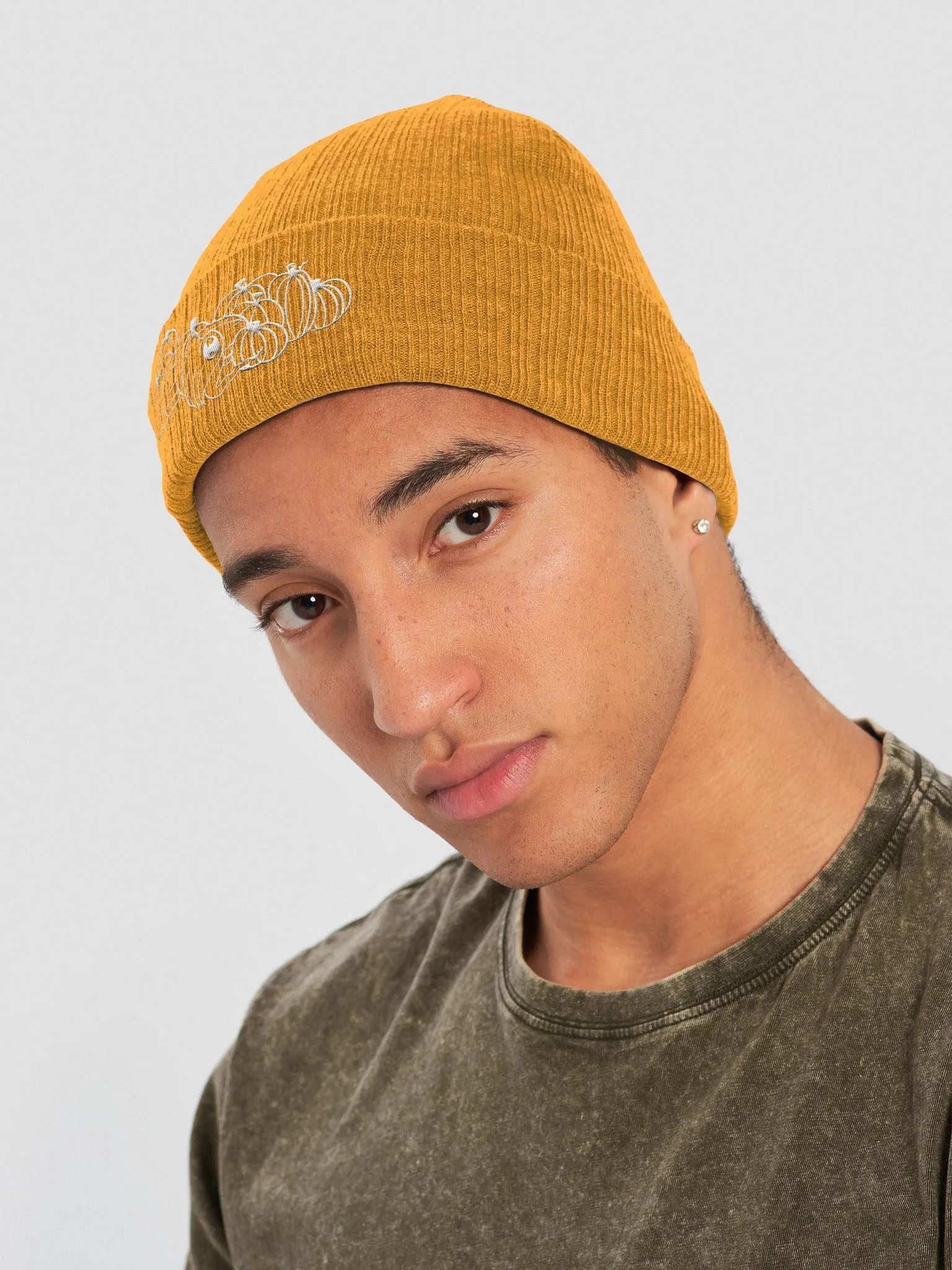 Pumpkin Patch Beanie - white embroidery product image (3)
