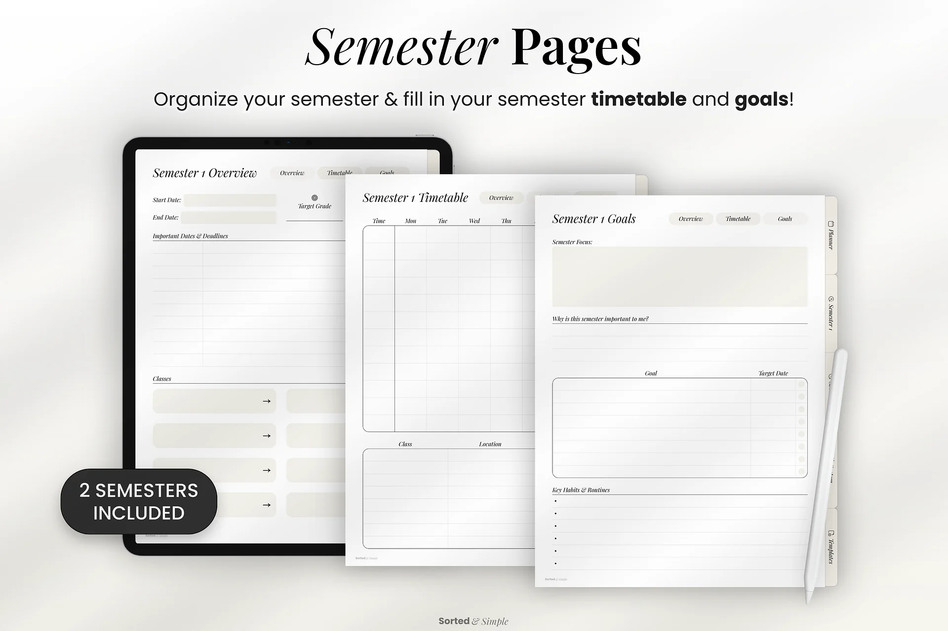 2026/2027 Mid-Year Student Digital Planner Portrait - Soft Neutral product image (4)