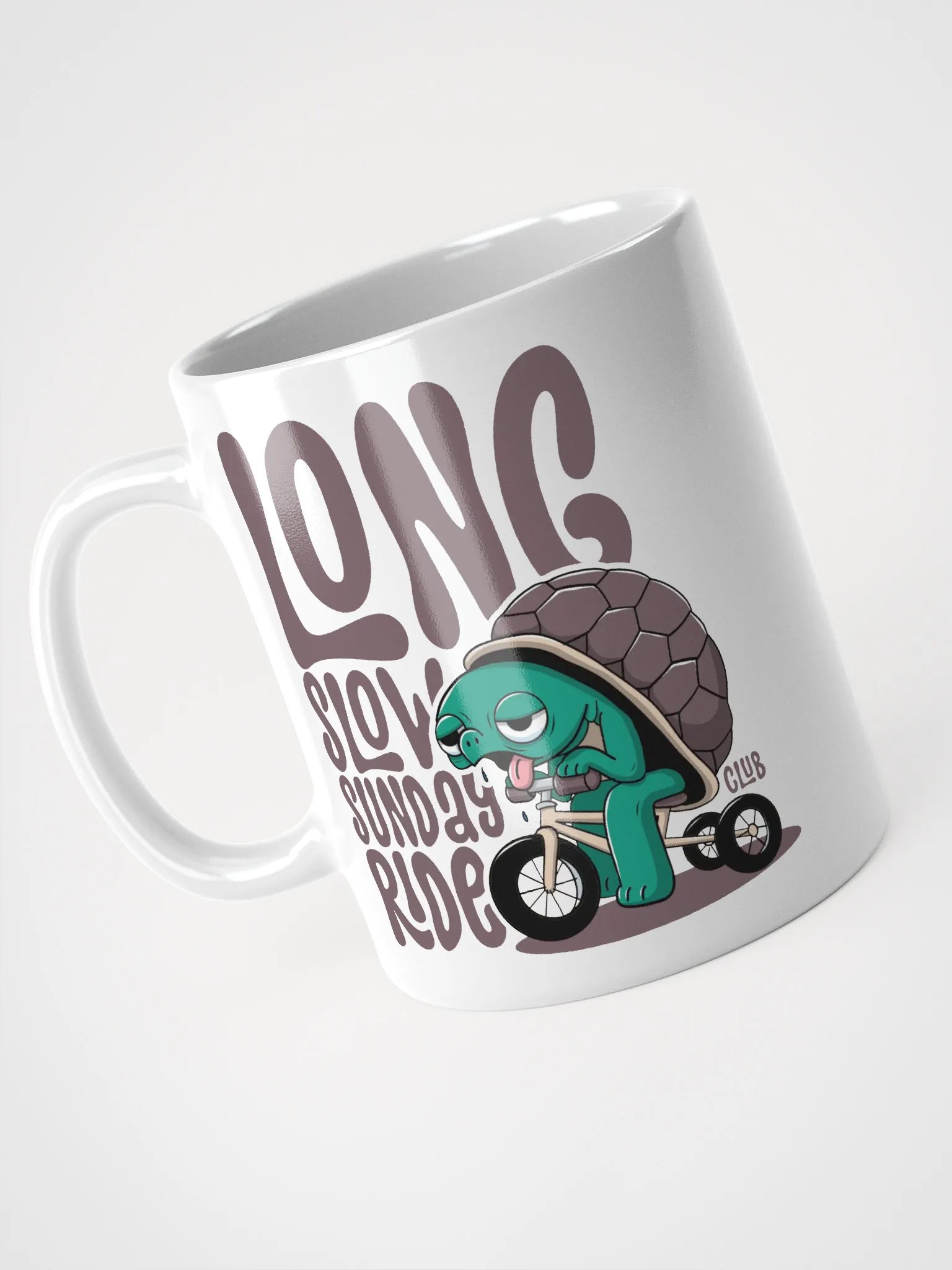 Funny Cycling Mug – Long Slow Sunday Ride Club | Tired Turtle on Trike product image (3)