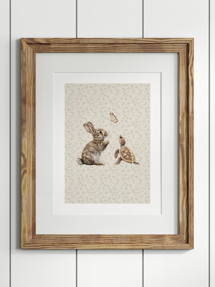 Boho Bunny and Turtle Nursery Print product image (1)