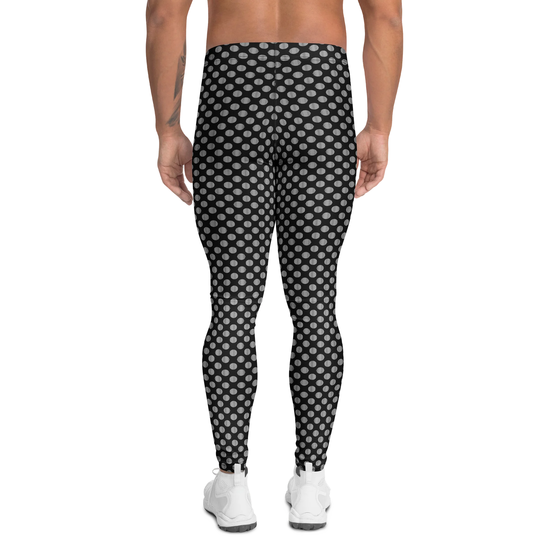 Black and White Striped Polka Dots Men's Leggings product image (2)