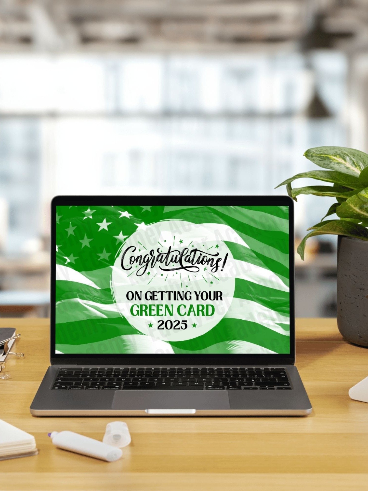 US Permanent Resident Frame TV Art Congratulations Green Card Renewal Celebration Desktop & Laptop Greencard Wallpaper Background product image (7)