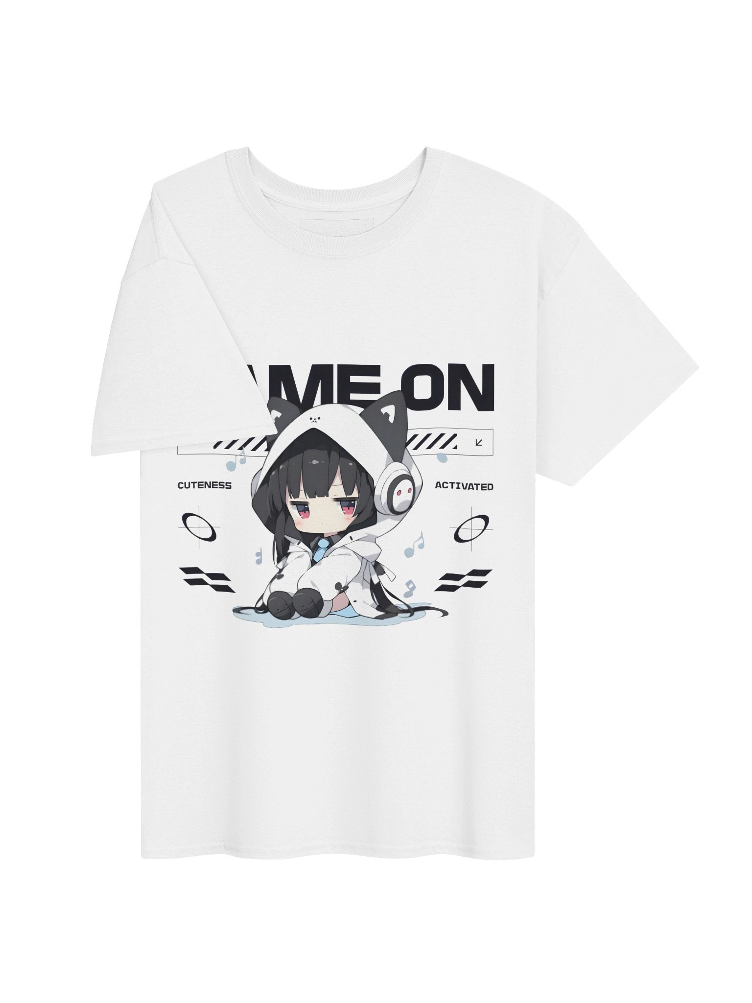 "Game On – Cuteness Activated" T-Shirt – White Oversized ANIME Graphic Tee product image (3)