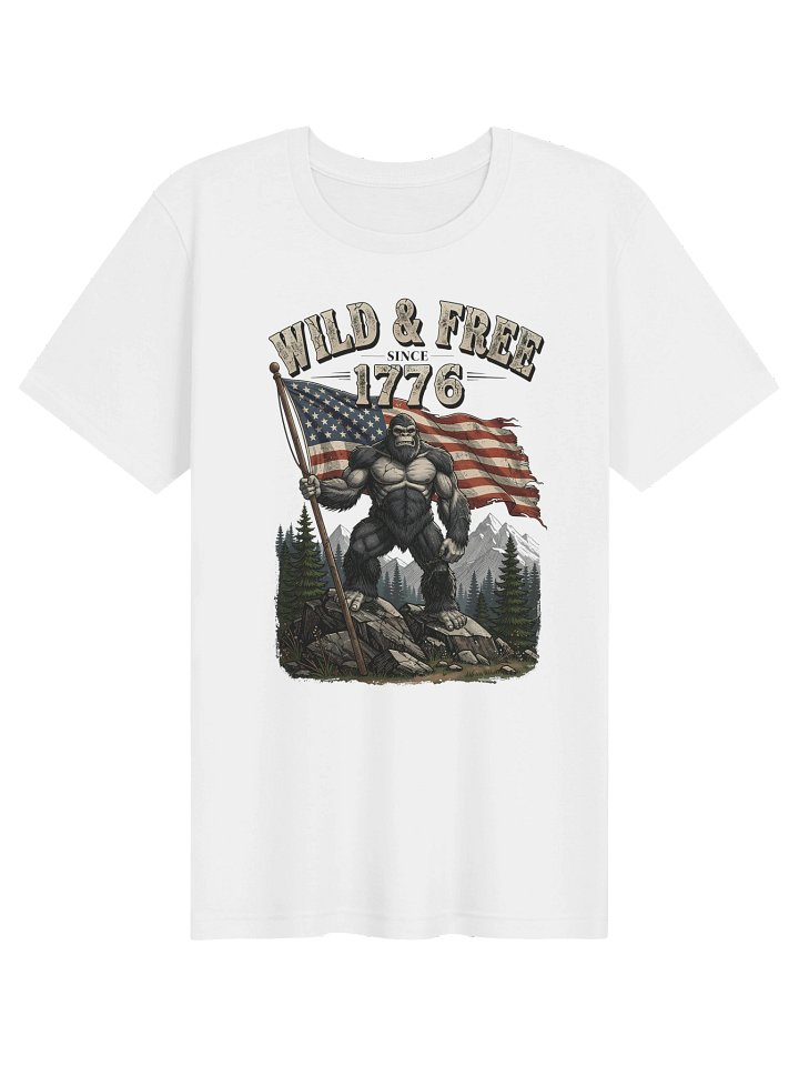 Wild And Free Since 1776 Bigfoot Patriotic Sasquatch T-Shirt, product image (5)