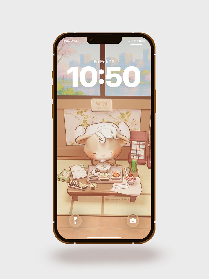 Free "Happy Place" Spa Day iPhone Wallpaper - Cozy Kawaii Art | Cozy Desk Life product image (1)