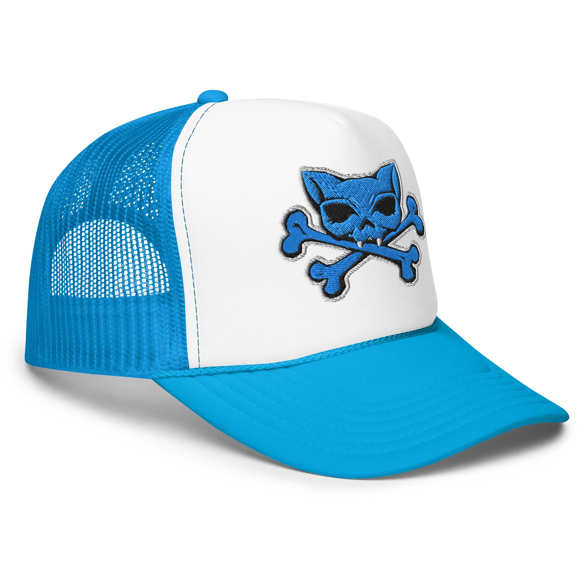 Blue Kat Skull Embroidered Hat product image (3)