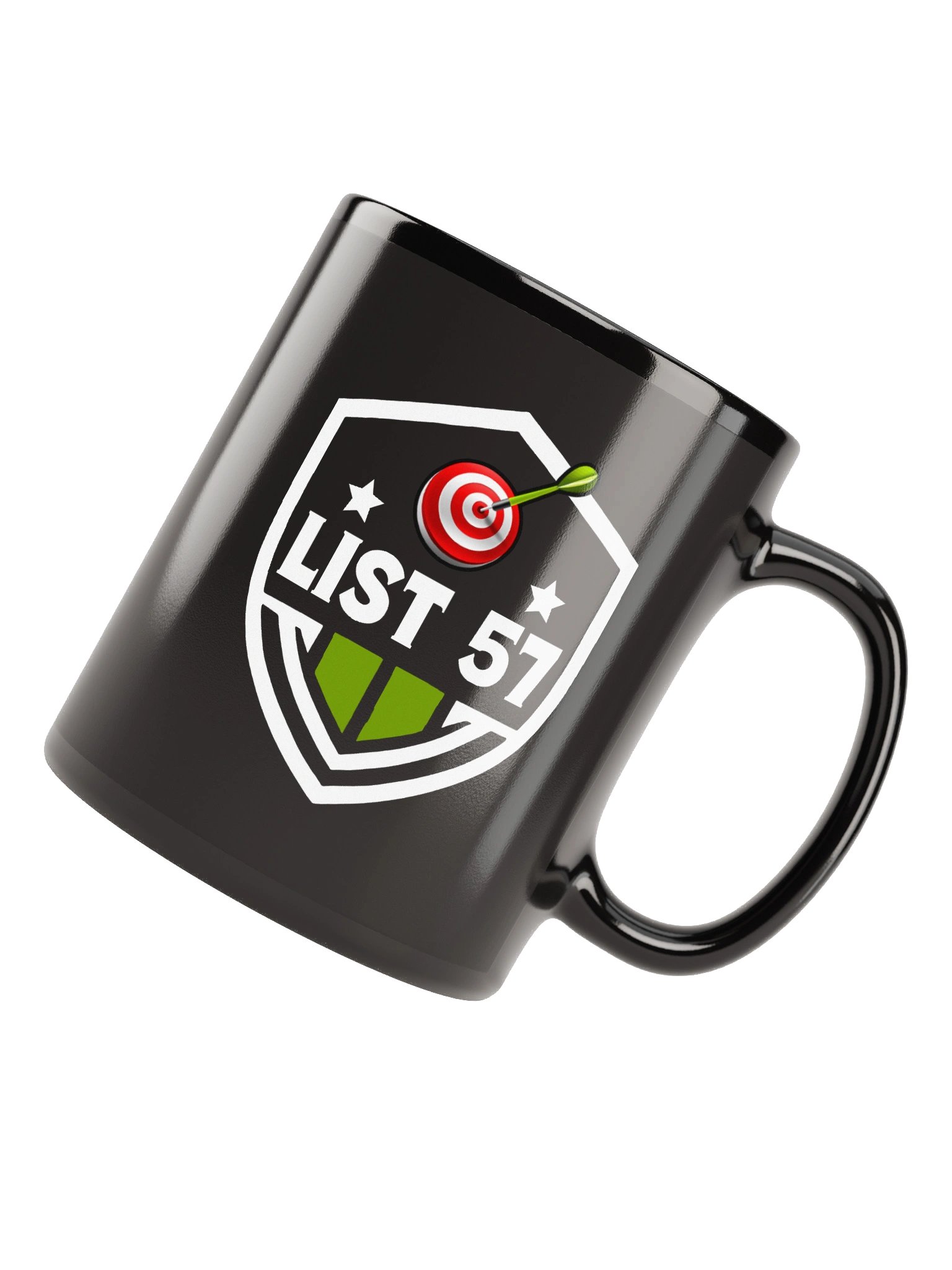 List 57 Black Mug Green Shield Target Design Sports Number Graphic Printed Ceramic Coffee Cup Unisex Drinkware Bold Modern Kitchen Use product image (4)